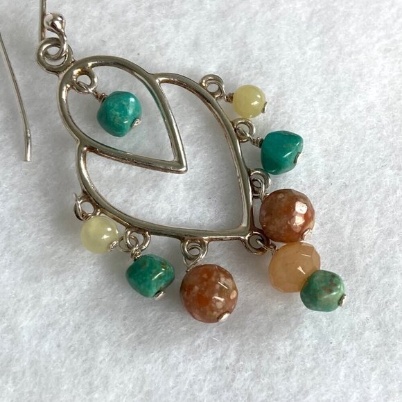 BARSE Sterling Silver 925 Turquoise Jasper Tiered Chandelier Dangle Earrings - Picture 7 of 16